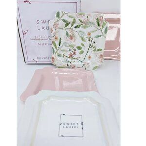 Sweet Laurel Floral Dessert Plates - Set of 4 New in Box